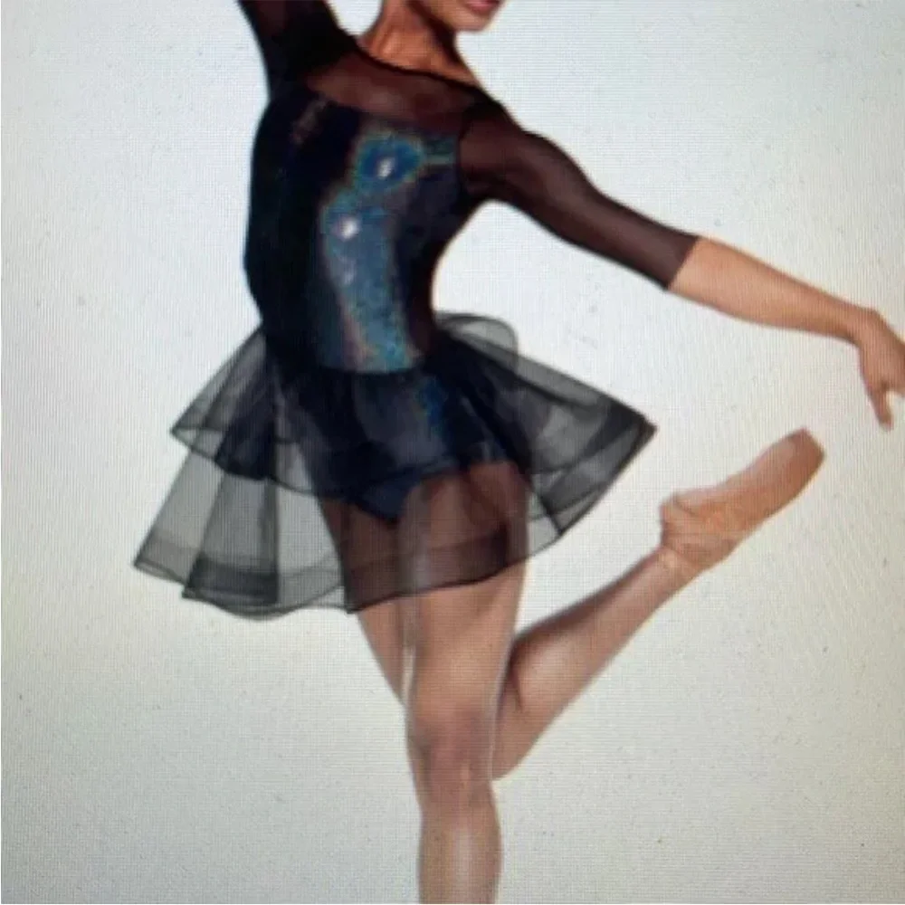 Revolution  Dancewear “Gravitate” Dance Costume Small Adult black mesh tulle
